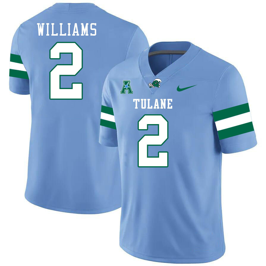 Tulane Green Wave #2 Dorian Williams College Football Jerseys Stitched Sale-Blue